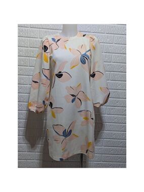 O.T.G. On The Go Women's White & Pink Crewneck Balloon Sleeve Soft Polyester Dre